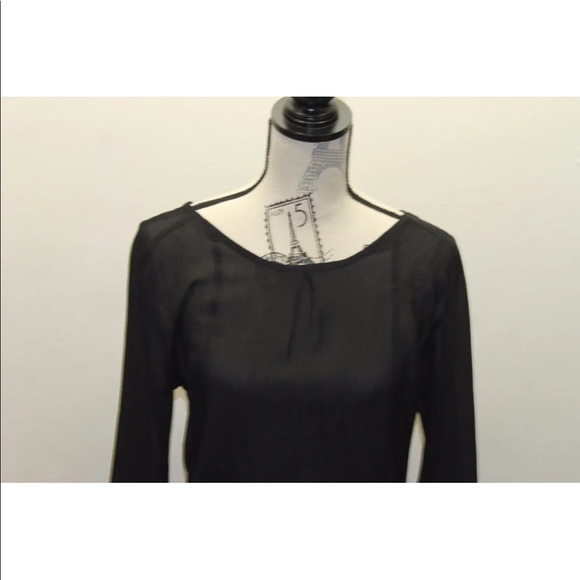 Z Zac Posen Women Black Blouse Made In USA Looks Small Long Sleeve Textured - Picture 4 of 6
